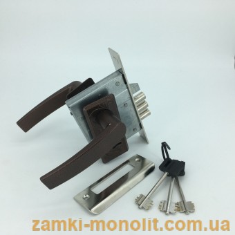 Замок врезной ЗВ9-8/13.СП-2НР.002 (короткая коричневая накладка)